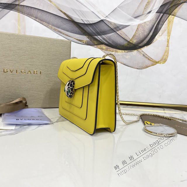 Bvlgari女包 寶格麗單層爆款單層蛇頭包 B283558 黃色 單肩斜挎鏈條女包  fyd1548
